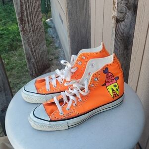 🔥 Rare Custom Converse – Made in USA!Hand‑Painted One‑of‑a‑Kind High Tops